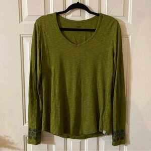 Horny Toad Marley Tee with Aztec Southwestern Cuffs Green Size Small